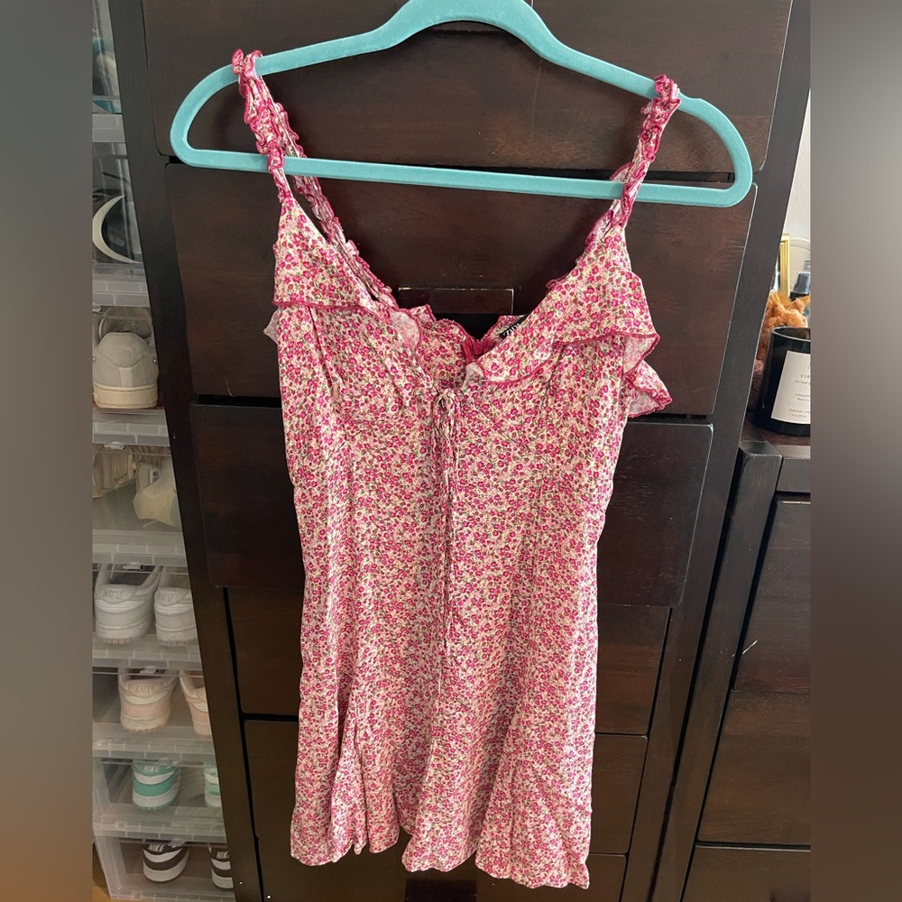 Floral Zara summer mini dress, with ruffle chest detailing
